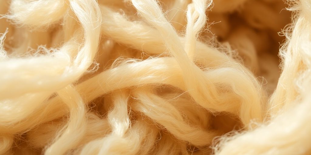 Close-up wool fibers, various micron sizes.
