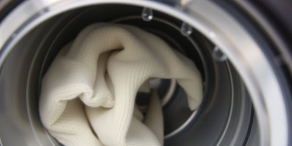 Wool sweater spinning in washing machine.