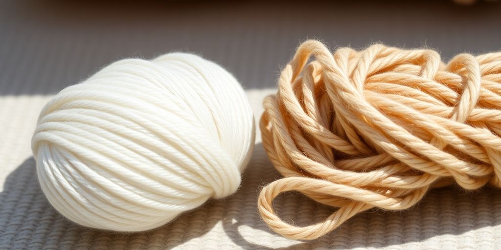 Single strand and twisted yarn samples side-by-side.