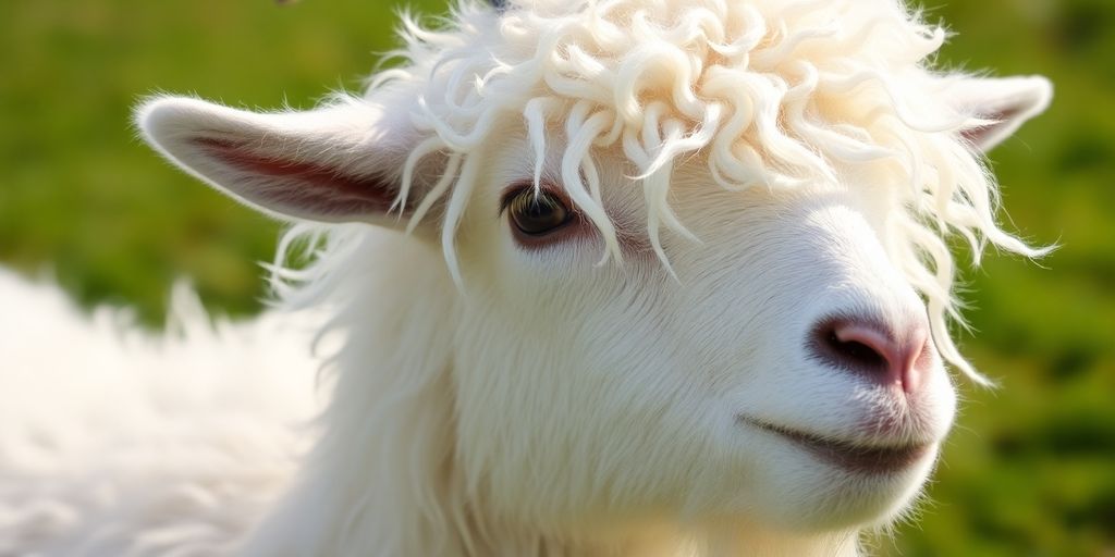 South African Angora goat with lustrous mohair.