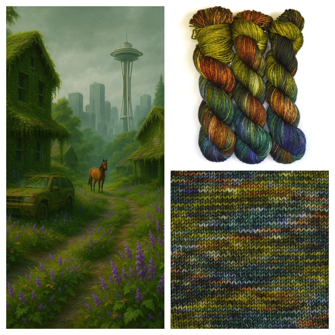 Wild Woollys hand-dyed artisan yarn - Mycelium Bloom colorway