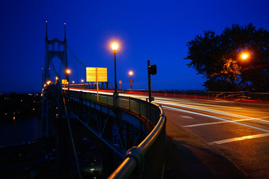 St. Johns Bridge In Portland, Oregon. Long Exposure photo.