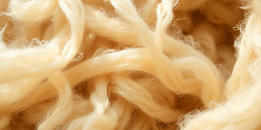 Close-up wool fibers, various micron sizes.