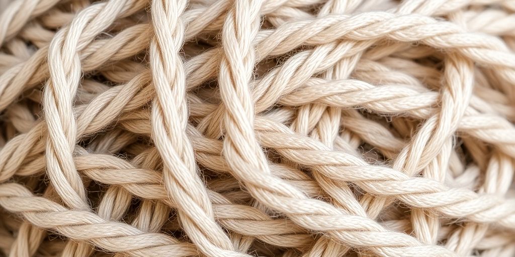 Close-up of twisted yarn strands