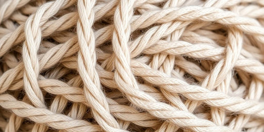 Close-up of twisted yarn strands