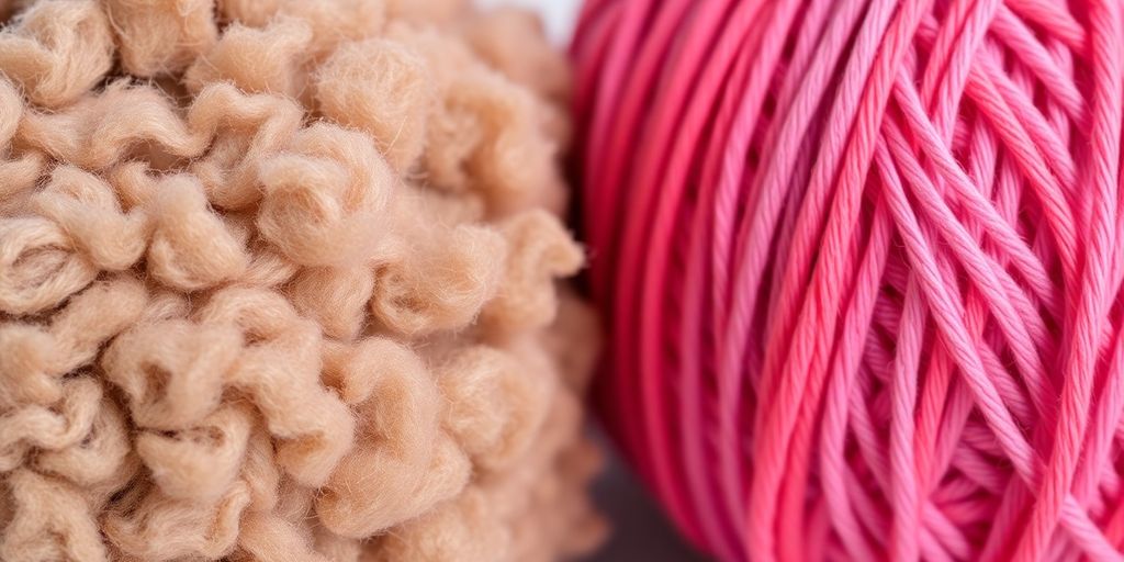 Wool and acrylic yarn balls