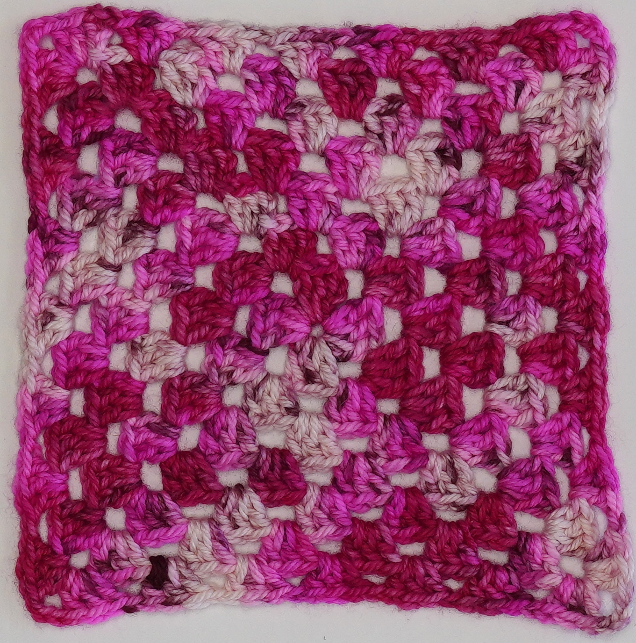 Wild Woollys Cherry Blossom granny square crochet in shades of pink and cream