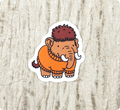 Orange Wild Woollys woolly mammoth sticker wearing a cozy sweater